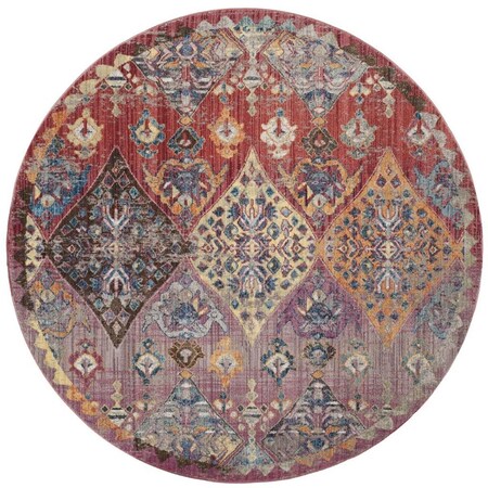 Safavieh 7 x 7 ft. Bristol Power Loomed Round Area Rug; Rose & Multi-Color BTL352R-7R
